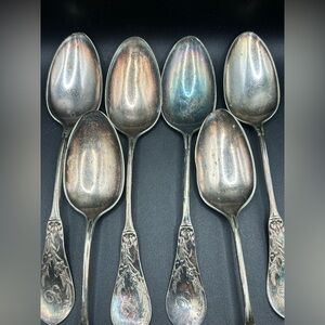 Antique Derby Silver Co. Silver Plated Lily Pattern Spoons, Flatware, Six Spoons